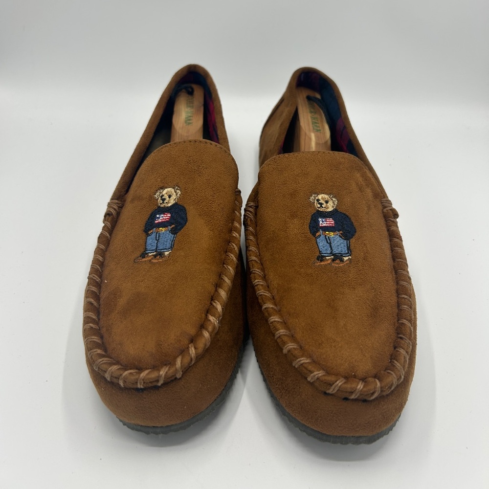 MEN'S POLO BEAR FAUX-SUEDE BEAR Moccasin Slippers Size 13